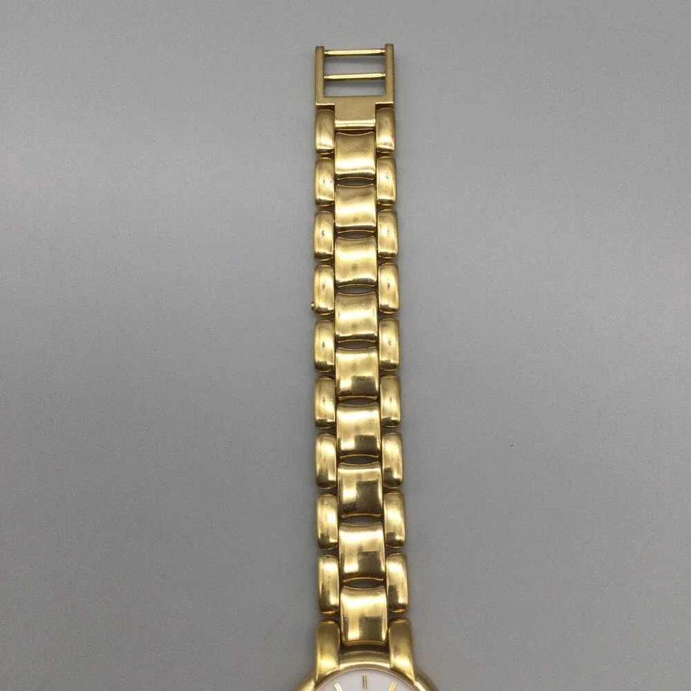 Vtg Raymond Weil Geneve Womens Watch 21mm 18k Gold Plated New Battery 6.75